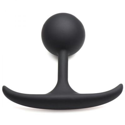 Черная анальная пробка с утяжелением Premium Silicone 3.9  Weighted Round Plug - 9,9 см. от XR Brands