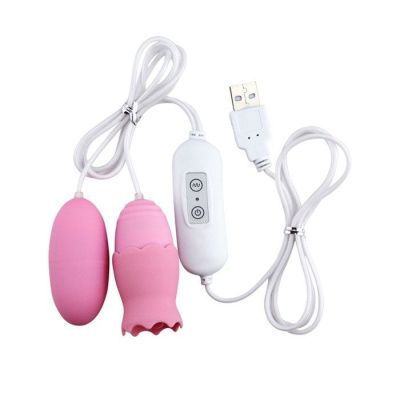 Розовые, работающие от USB виброяйца - классическое и с подвижным язычком от Сима-Ленд