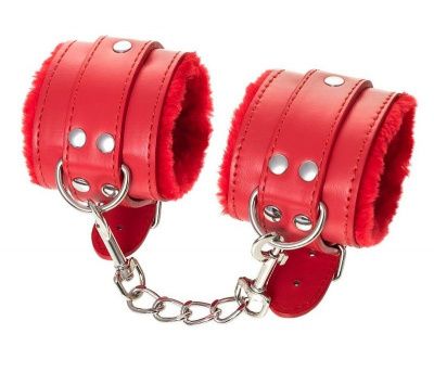 Красные наручники Anonymo из искусственной кожи от ToyFa