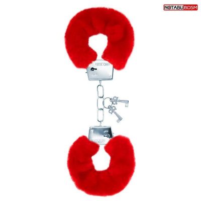 Красные меховые наручники на сцепке с ключиками от Bior toys