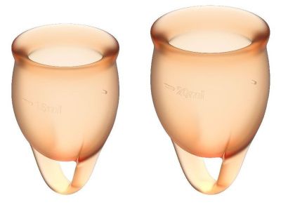 Набор оранжевых менструальных чаш Feel confident Menstrual Cup от Satisfyer