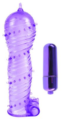 Фиолетовая вибронасадка Textured Sleeve   Bullet - 14 см. от Pipedream