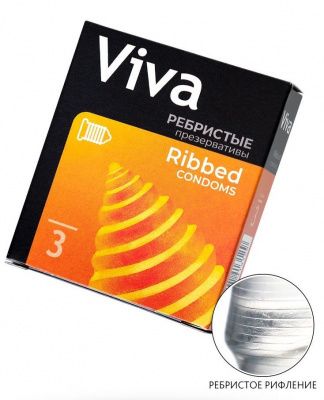 Ребристые презервативы VIVA Ribbed - 3 шт. от VIZIT