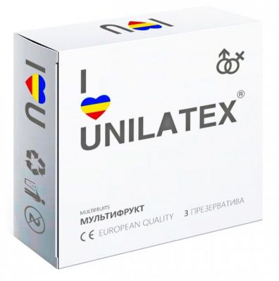 Разноцветные ароматизированные презервативы Unilatex Multifruits - 3 шт. от Unilatex