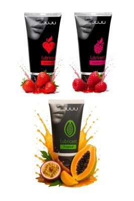Набор из 3 съедобных лубрикантов JUJU (клубника, малина, тропические фрукты) от JuJu
