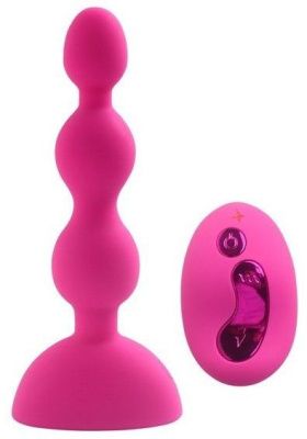 Розовый анальный вибростимулятор Anal Beads S с пультом ДУ - 14,5 см.  от Howells