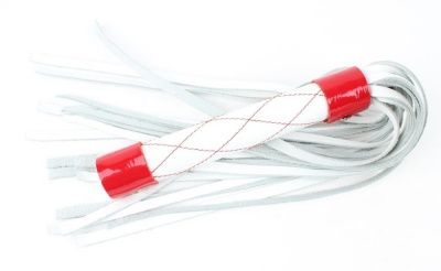 Бело-красная плеть средней длины с ручкой - 44 см. от БДСМ Арсенал