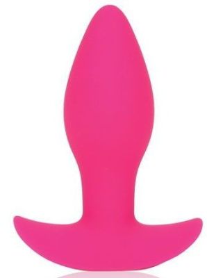 Розовая коническая анальная вибровтулка с ограничителем - 8,5 см. от Bior toys