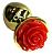 Золотистая анальная пробка с ограничителем в форме красной розы - 8 см. от Kanikule