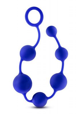 Синяя анальная цепочка 16 Inch Silicone Anal Beads - 40,6 см. от Blush Novelties