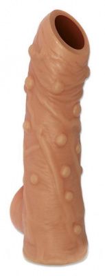 Телесная насадка с пупырышками и открытой головкой Nude Sleeve L - 14 см. от KOKOS