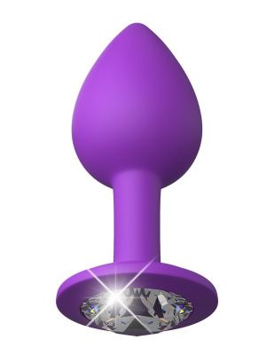 Фиолетовая анальная пробка с прозрачным стразом Her Little Gems Small Plug - 7,4 см. от Pipedream