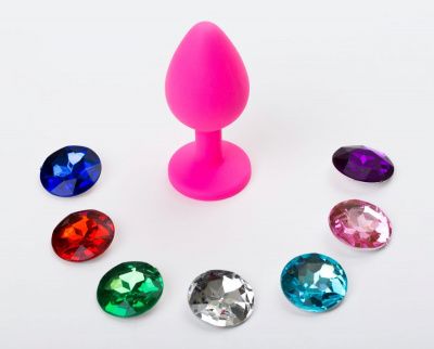Розовая малая силиконовая пробка с 7 сменными кристаллами - 7,1 см. от 4sexdreaM