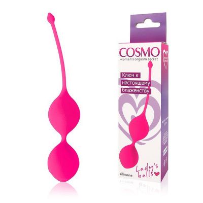 Розовые вагинальные шарики Cosmo с хвостиком от Bior toys