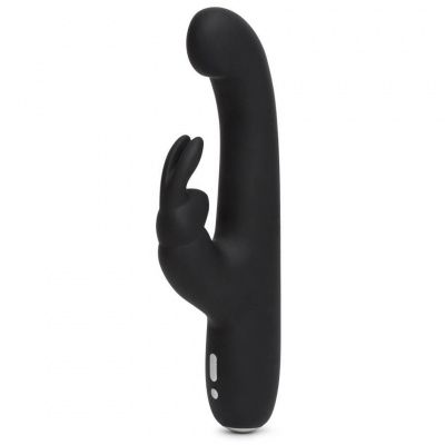 Чёрный вибратор Slimline G-Spot Rechargeable Rabbit Vibrator - 24,1 см. от Happy Rabbit