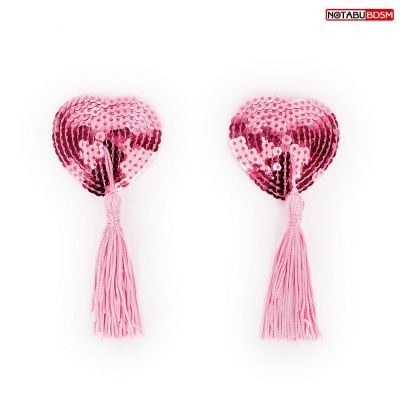 Розовые текстильные пестисы в форме сердечек с кисточками от Bior toys