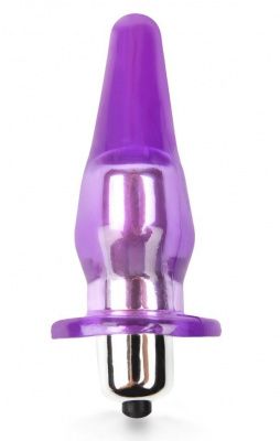 Фиолетовая анальная пробка с вибрацией - 8,5 см. от Brazzers
