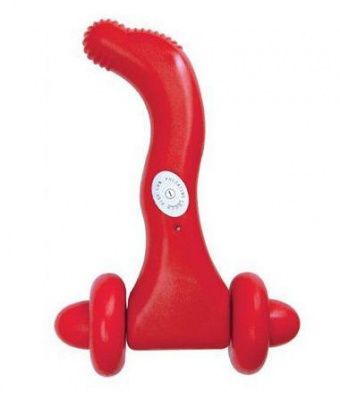 Красный водонепроницаемый вибромассажёр с колёсиками - 12,7 см. от Dream Toys