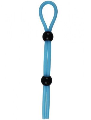 Голубое эрекционное лассо с двумя утяжками - 20 см. от Eroticon