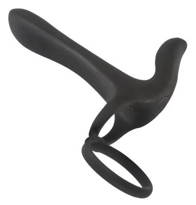Черная насадка на член с вибрацией Couple’s Vibrator от Orion