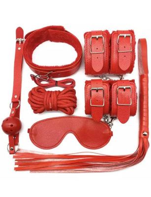 Большой БДСМ-набор из 7 предметов в красном цвете от Eroticon