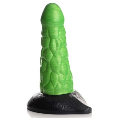 Зеленый фантазийный фаллоимитатор Reptile Thick Scaly Silicone Dildo - 19,1 см. от XR Brands Зеленый фантазийный фаллоимитатор Reptile Thick Scaly Silicone Dildo - 19,1 см. от XR Brands