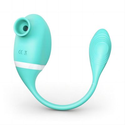 Мятный вакуумный вибростимулятор Tadpole Vibrating Dual Stimulation с виброхвостиком от Tracy s Dog