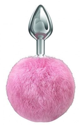 Серебристая анальная пробка с розовым пушистым хвостиком Twinkle от Lola toys