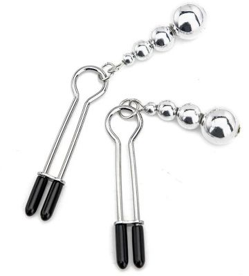 Серебристые зажимы на соски с бусинами от Kanikule